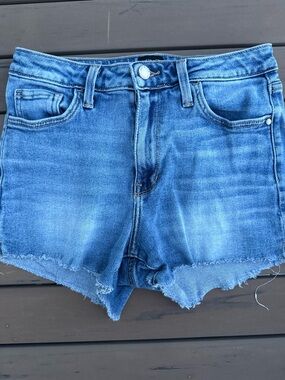 Just Black Medium Blue Denim High-Rise Cutoff Shorts